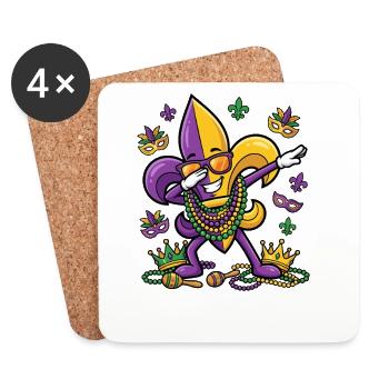 Dabbing Fleur De Lis Mardi Gras Dab Fleur De Lis - Coasters (set of 4) - white - Front