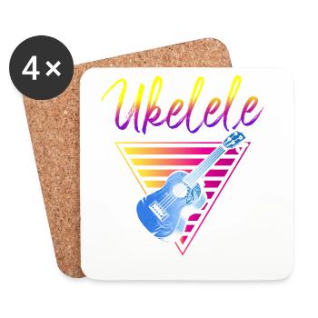 Hawaiian Ukulele Uke Retro 80s 90s - Coasters (set of 4) - white - Front