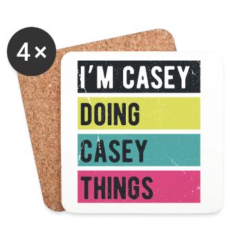 Je suis Casey qui fait des couleurs rétro de Casey Things - Dessous de verre (lot de 4) - blanc - Devant