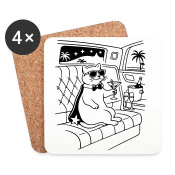 Fame Cat Cat Glamour Star Celebrity - Coasters (set of 4) - white - Front