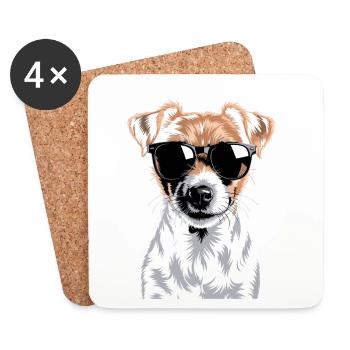 Jack Russell Terrier - Dessous de verre (lot de 4) - blanc - Devant