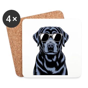 Labrador noir - Dessous de verre (lot de 4) - blanc - Devant
