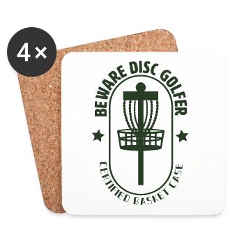 Vorsicht, Disc Golfer - Untersetzer (4er-Set) - Weiß - Vorne