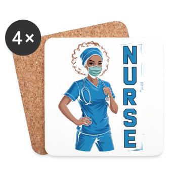 Blue Nurse Power - Coasters (set of 4) - white - Front