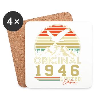 Cadeau rétro original d’anniversaire vintage de 1946 - Dessous de verre (lot de 4) - blanc - Devant