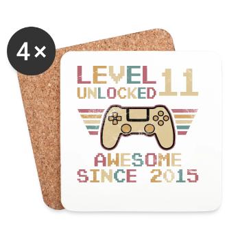 11th Birthday Boys Video Gamer Level 11 unlocked - Coasters (set of 4) - white - Front