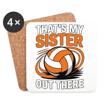 Volleyball Schwester - Stolzes Geschwister Design - Untersetzer (4er-Set) - Weiß - Vorne