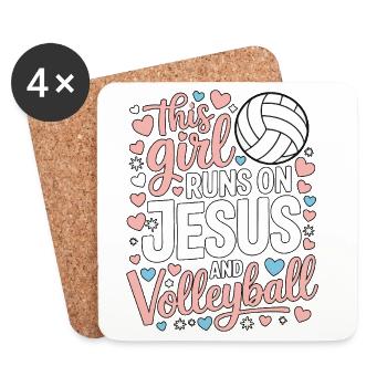 This Girl Loves Jesus & Volleyball - Coasters (set of 4) - white - Front