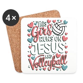 Cette fille adore Jésus et le volley-ball - Dessous de verre (lot de 4) - blanc - Devant
