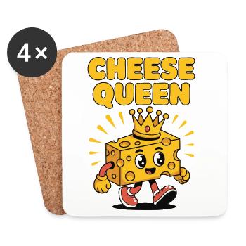 Cheese Queen – Fromage à couronne - Dessous de verre (lot de 4) - blanc - Devant