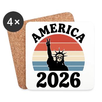 Paix de la Statue de la Liberté 2026 - Dessous de verre (lot de 4) - blanc - Devant