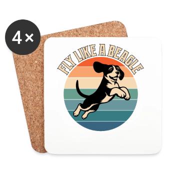 Volez comme un beagle rétro vintage - Dessous de verre (lot de 4) - blanc - Devant