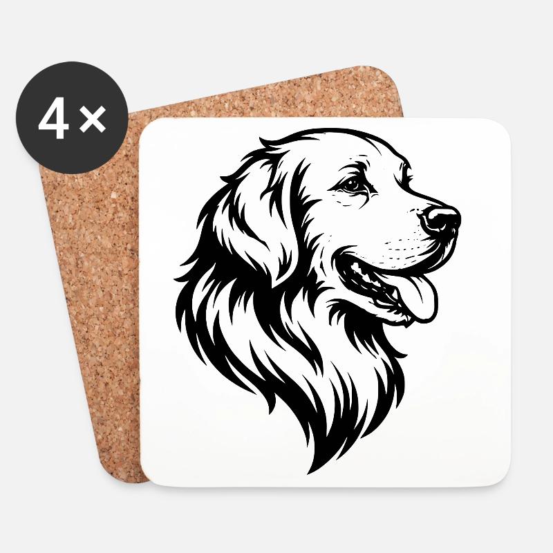 Golden Retriever - Untersetzer (4er-Set) - Weiß