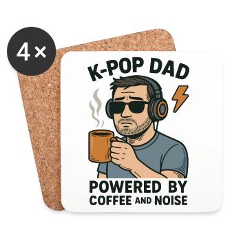 K Pop Dad alimenté par le café et le bruit - Dessous de verre (lot de 4) - blanc - Devant