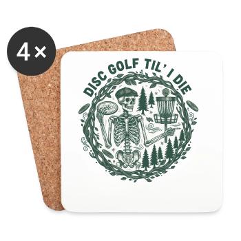 Disc Golf jusqu’à la mort Panier drôle de disc golfeur - Dessous de verre (lot de 4) - blanc - Devant