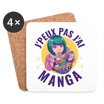 J’peux pas j’ai manga Humour Otaku Geek - Dessous de verre (lot de 4) - blanc - Devant