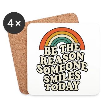 Sei der Grund, warum heute jemand lächelt Retro Rainbow - Untersetzer (4er-Set) - Weiß - Vorne