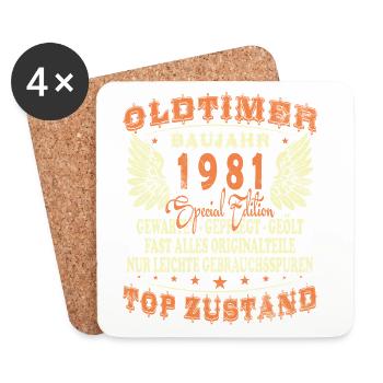 Birthday born in 1981 45 years - Coasters (set of 4) - white - Front