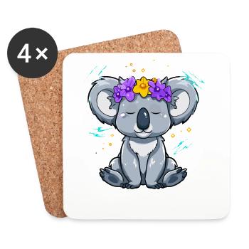 Koala mit Blumenkranz im Zen-Stil - Untersetzer (4er-Set) - Weiß - Vorne