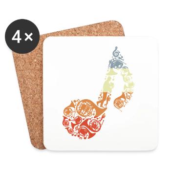 French Horn Sketch Vintage Look - Coasters (set of 4) - white - Front