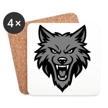 Wolf Kopf Logo - Untersetzer (4er-Set) - Weiß - Vorne
