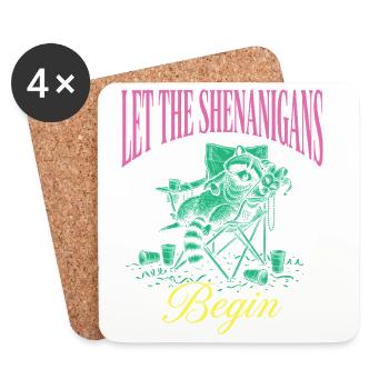 Shenanigans Funny Raccoon Mardi Gras - Coasters (set of 4) - white - Front