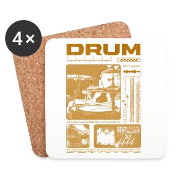 Batteur rock Drumplayer Streetwear - Dessous de verre (lot de 4) - blanc - Devant