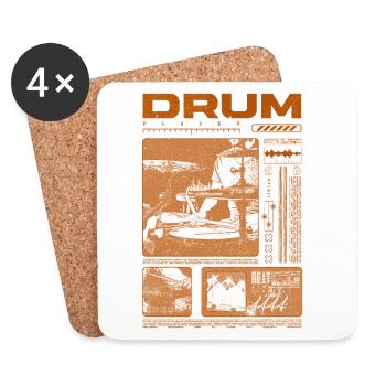 Batteur rock Drumplayer Streetwear - Dessous de verre (lot de 4) - blanc - Devant