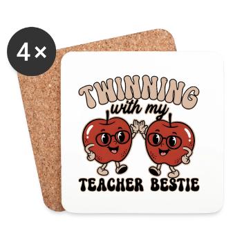 Twinning with my Teacher Bestie - Coasters (set of 4) - white - Front