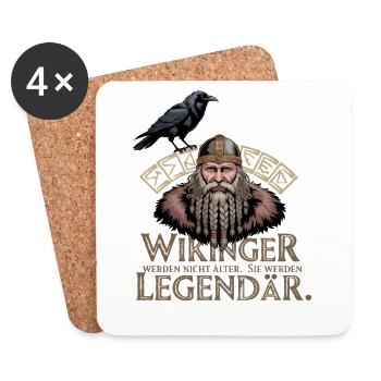 Viking Viking Legend Sailor Odin Raven Fighter - Coasters (set of 4) - white - Front