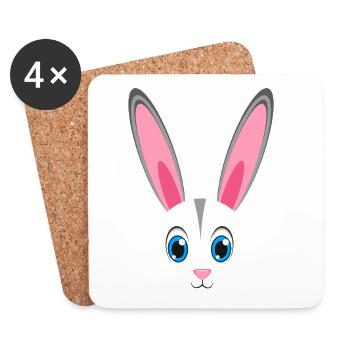 Niedliches Kaninchengesicht Kawaii Bunny Oster-Faulheitskostüm - Untersetzer (4er-Set) - Weiß - Vorne