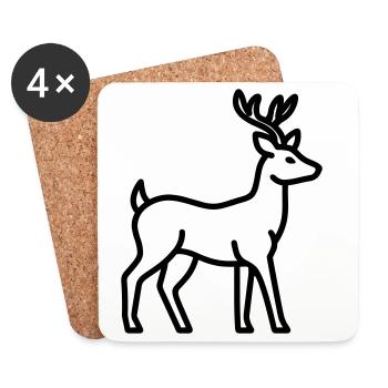 cerf - Dessous de verre (lot de 4) - blanc - Devant