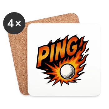 Ping Pong - Tennis de Table - Dessous de verre (lot de 4) - blanc - Devant