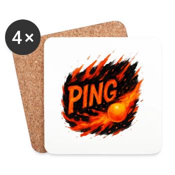 Ping Pong - Tennis de Table - Dessous de verre (lot de 4) - blanc - Devant