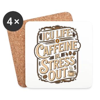 ICU Nurse ICU Life Caffeine In Registered Nurse - Untersetzer (4er-Set) - Weiß - Vorne