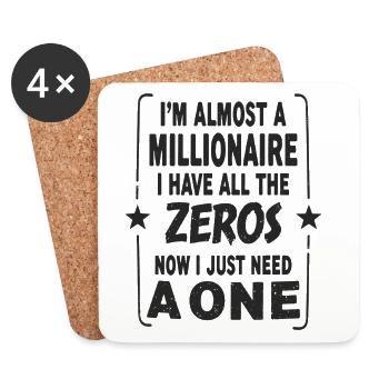 Presque millionnaire disant que j’ai tous les zéros - Dessous de verre (lot de 4) - blanc - Devant