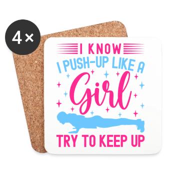 Les passionnés de fitness font des pompes comme une fille - Dessous de verre (lot de 4) - blanc - Devant