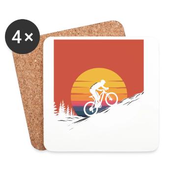 Mountain Biker Sunset Silhouette - Coasters (set of 4) - white - Front