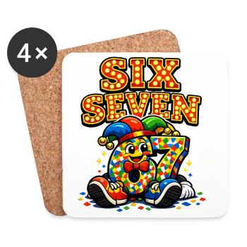67 Six Seven Karneval Kostüm Lustig Geschenk - Untersetzer (4er-Set) - Weiß - Vorne