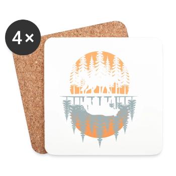 Wolf, Wald, Natur, Wildnis, Outdoor, Tier - Untersetzer (4er-Set) - Weiß - Vorne