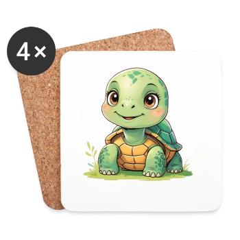 Kuschelturtle Sonnenschein - Untersetzer (4er-Set) - Weiß - Vorne