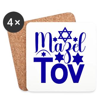 Mazel Tov : Dictons et citations juifs de David Star - Dessous de verre (lot de 4) - blanc - Devant