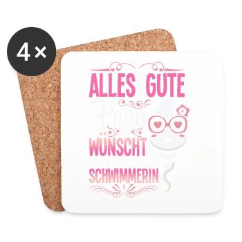 Alles Gute Papa wünscht dir dein bester Schwimmer - Untersetzer (4er-Set) - Weiß - Vorne