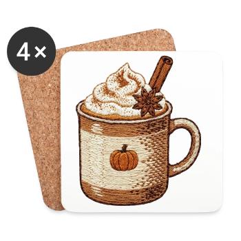 Pumpkin Spice Latte im bestickten Look (bedruckt) - Untersetzer (4er-Set) - Weiß - Vorne