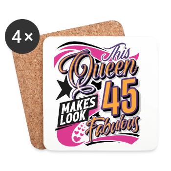 Reine du 45e anniversaire - Dessous de verre (lot de 4) - blanc - Devant