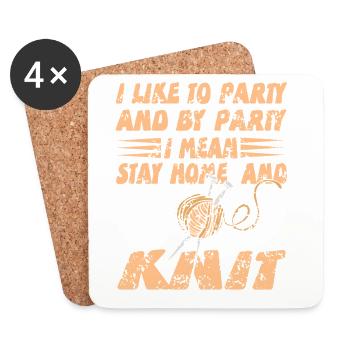 Stay Home and Knit Funny Introvert Humor Saying - Coasters (set of 4) - white - Front