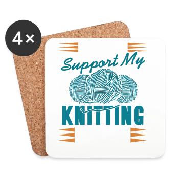 I Work to Support My Knitting Addiction Funny Yarn - Untersetzer (4er-Set) - Weiß - Vorne