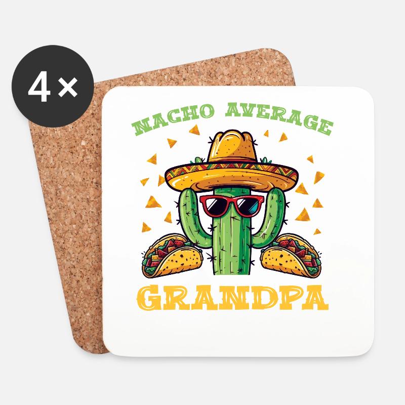 Kaktus Macho Großvater Taco Sombrero - Untersetzer (4er-Set) - Weiß