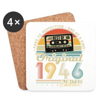 Original 1946 Jahrgang Vintage Geburtstag Retro - Untersetzer (4er-Set) - Weiß - Vorne