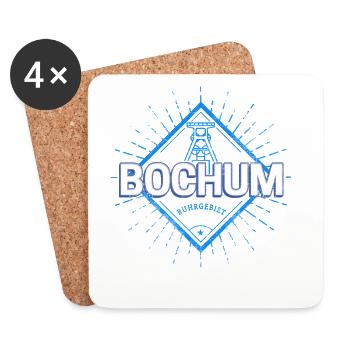 Bochum Stadt in Deutschland mit Zeche Souvenir - Untersetzer (4er-Set) - Weiß - Vorne